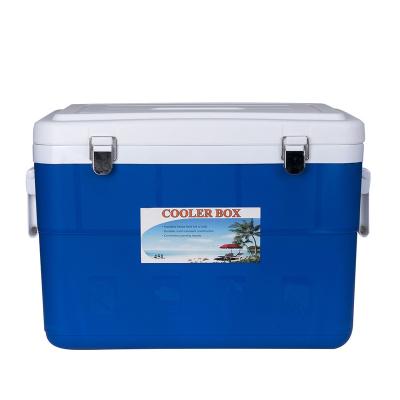 China Hotsale 45L Large Ice Cooler Box Durable Plastic Insulated Cooler Boxes For Car Camping for sale