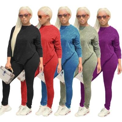 China Wholesale Winter QUICK DRY Two Piece Pants Set Women's Crewneck Jogger Sweatshirt Stacked Sweatpants Sets for sale