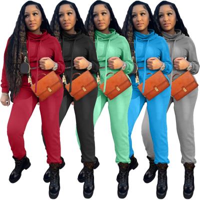 China Fashion Design Breathable High Collar Casual Hoodie Two Piece Suit Stacked Collar Sweat Suit Casual Tracksuit for sale