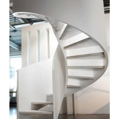 China EUROPEAN Indoor Luxury Wood Tread Curved Steel Balustrade Tall Curved Staircase for sale