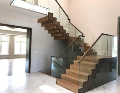 China Modern ISO Certified Luxury Indoor Steel Stringer Floating Staircase Steel Stairs for sale