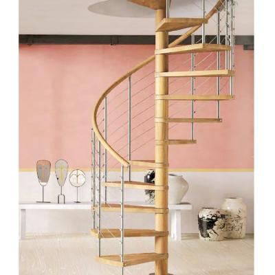 China Modern Hign Quality Wood Treads Spiral Staircase With Post Railing for sale