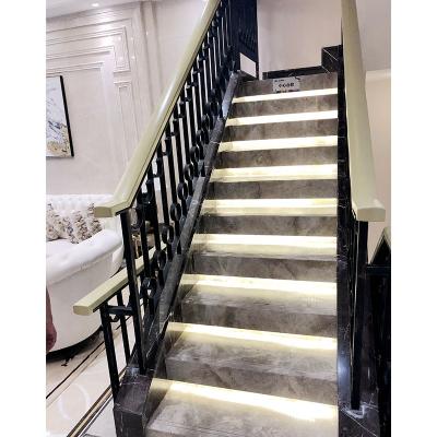 China VIKO Modern Wrought Iron Balustrade Marble Staircase Modern Marble Design for sale