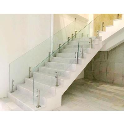 China VIKO Traditional Marble Treads Straight Staircase With Tempered Glass Balustrade for sale