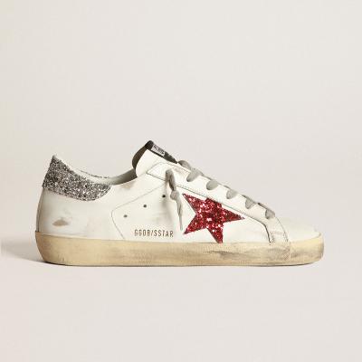 China Fashion Trend Super-star White Sneakers Leather With Red Star Glitter Goldens Sneakers Gooses Women Shoes for sale