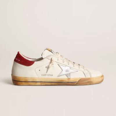 China Fashion Trend Goldens Sneakers Gooses Super-Star Sneakers with Silver Metallic Leather Star and Red Suede Heel Tag for sale