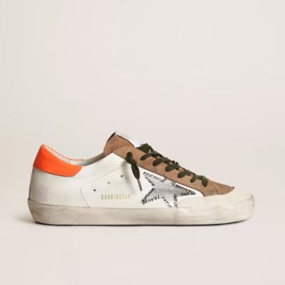 China Fashion Trend Super-Star Penstar Sneakers with Silver Screen-Printed Star and Heel Tag Goldens Fluorescent Orange Leather Sneakers Gooses for sale