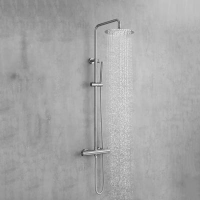 China Without Slide Bar Chrome Planted Constant Temperature Shower Set Thermostatic Wall Mounted Shower Faucet Platinum for sale