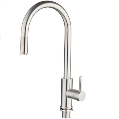 China Metered Faucets Pull Down Brushed Nickel Kitchen Mixer Sink Sprayer Water Mixer Kitchen Faucets for sale