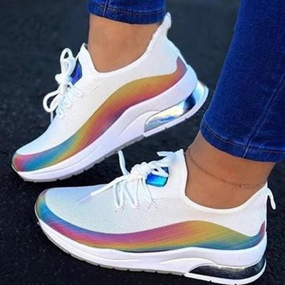 China CUSHIONING High Quality Fashion Rainbow Sports Tennis Shoes Casual Women's Shoes for sale