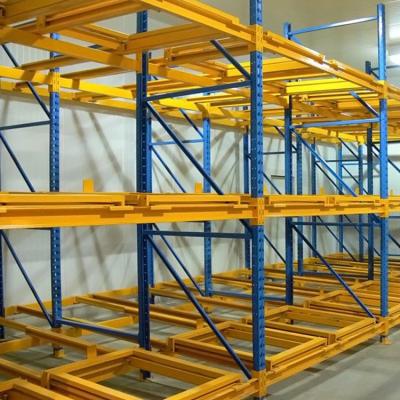 China Factory Warehouse Corrosion Protection Push Back Steel Roller Sliding Heavy Duty Rack Pallet Racking for sale