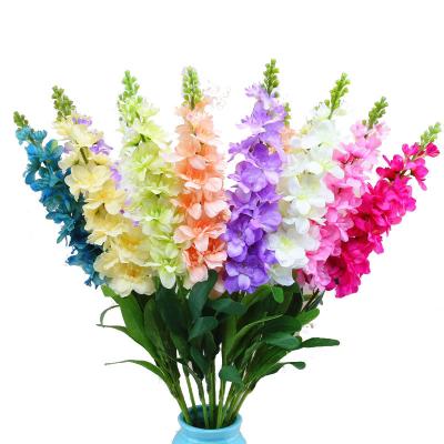 China Factory Wholesale Artificial Silk Flower Eco-friendly Delphinium For Home Decoration Simple Violet Flowers for sale