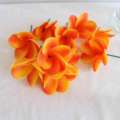 China Beautiful PU Foam Egg Colorful Hawaiian Flower Foam Artificial Frangipani For Headwear for sale