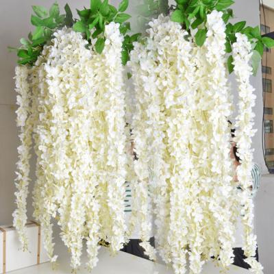 China Wholesale Fashional Artificial Flower Wedding Arch Hanging Decorative Fake Flower Wisteria Garland Vine Silk Artificial Flower for sale