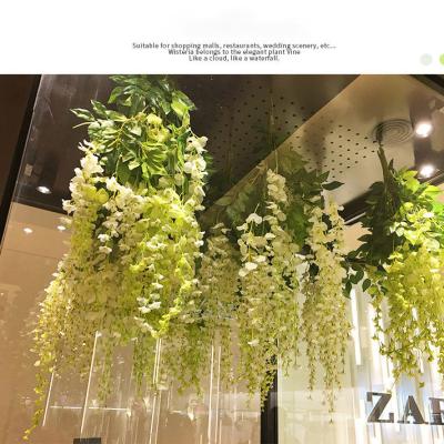 China Fashional Artificial Flower Vine 110cm Garland Silk Long Hanging Bush Wisteria Silk Artificial Flowers for sale