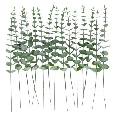 China Nature Seeded Leaves Artificial Eucalyptus Stems Fake Silver Dollar Eucalyptus Leaves Plant in Gray Green Eucalyptus Branch for sale