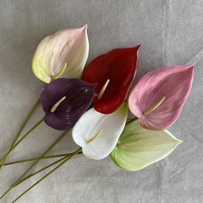 China Hot Selling Beautiful Colorful Decorative Flowers Real Touch Artificial Anthurium For Flower Arrangement for sale