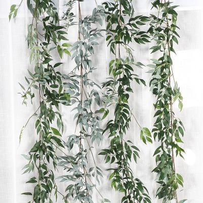 China Nature In Greenery Garland For Wall Decoration Of Stock 1.7M Artificial Willow Leaf for sale