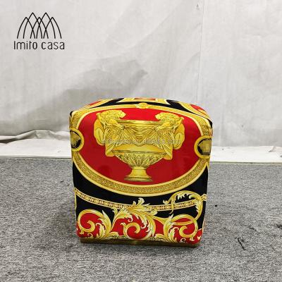 China Italian Velvet Luxury Italian Living Room Furniture Fancy Italian Morden COUPÉ DES GODS Ottoman Fancy Quality Fabric Pouf Step Stool for sale