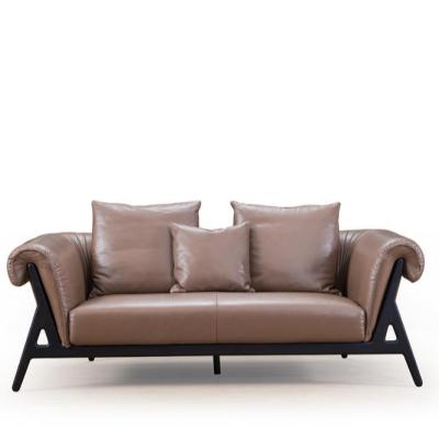 China Italian Style Sectional Hotel Sofa Solid Wood Leather Sofa 2seats for sale