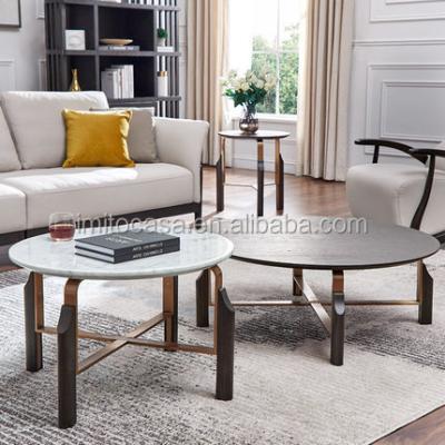 China Classic Design Solid Wood American Solid Wood Coffee Table With Marble Top European Living Room Ebony Brown Central Table for sale