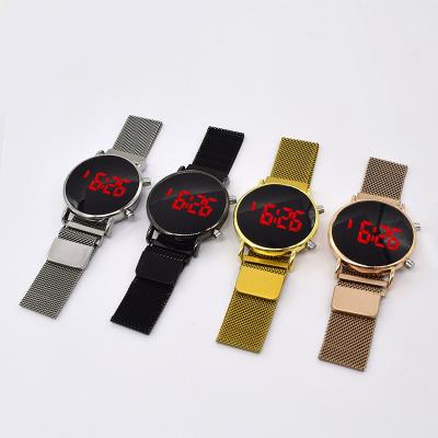 China 2021 Fashion Day/Date Fashion Magnet Mesh Strap LED Digital Watch for Men and Women for sale