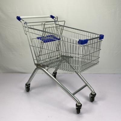 China Regular European Shopping Trolley 125L Steel Supermarket Shopping Cart 110Kg Loading Capacity for sale