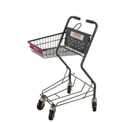 China Bequemer Zink-Supermarkt-Korb-Wagen Gray Two Basket Shopping Trolleys faltender zu verkaufen