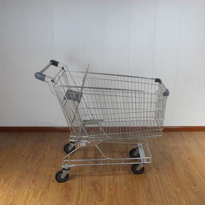 Cina 215L Australian style general purpose assorted supermarket trolley, grey plastic and pu wheels in vendita