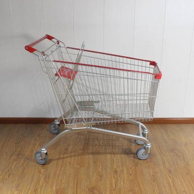 China 180L General store Galvanized European Market Supermarket Shopping Trolley with edge wrapping strips Te koop