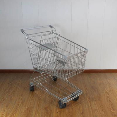 China 125L Retail High Capacity Escalator Asian Type Steel Metal Shopping Trolley for sale