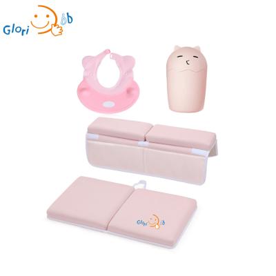 China Sustainable Baby Bathing Set Bath Rinser And Baby Bath Cap And Kneeler Pad Elbow Rest Pad for sale