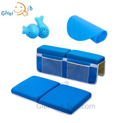 China 4 PCs Baby Bath Mat Gift Bath Set Viable Tub Brush and Elbow Rest Pad Non-Slip Bath Kneeler Mat for sale