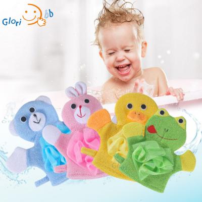 China Long Handle Hand Puppet Bath Wash Mitt Towel with Animal Designs for Kids Bath Toy for sale