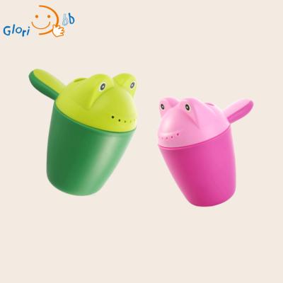 China Eco-freindly Cartoon Frog Baby Shower Bath Spoon Baby Bath Shampoo Rising Cup for sale