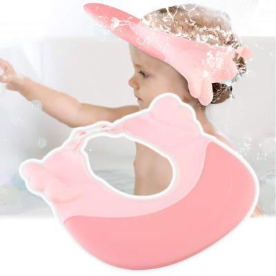 China Stocked Baby Bathing Hat Silicone Adjustable Waterproof Baby Shower Hat for sale