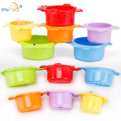 China Eco-Friendly Material Sea Animal Baby Kids Tub Bath Stacking And Sprinkler Cups Toys for sale