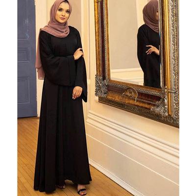 China Modest Muslimah Styling 2021 Modest Islamic Clothing Muslim simple wholesale plus size drawstring sleeve modern Dubai Islamic abayas for sale