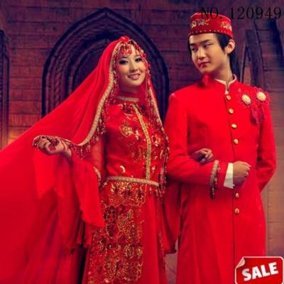 China Muslim Wedding Dresses New Arrivals Women Wedding Dress Bride Groom Wedding Dresses Set Luxury Heavy Breathable Muslim Sequin Embroidery Bling for sale