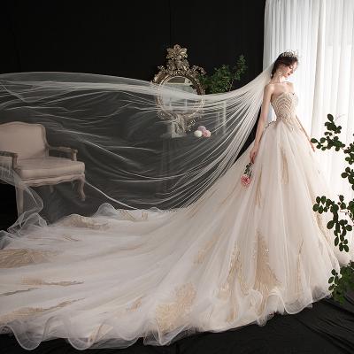 China 2022 New Summer New Summer Bride Wedding Dress Big Tow Ball Ball Gown French Simple Lightweight Embroidery Anti-Static Sequin Top Bridal Dress for sale