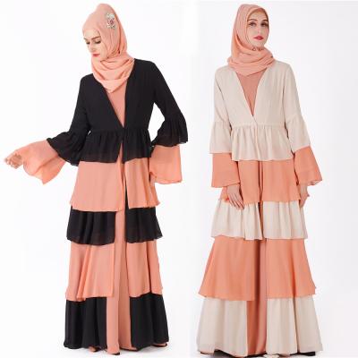 China Women's Abaya Tiered Robes Kimono Coat Skirt Warmest Autumn Feel Abaya Dubai Abaya Dubai Dress Comfortable Muslim Ethnic Sleeve Ruffle Clothing Dress for sale