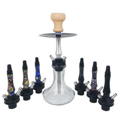 China Factory Hot Selling Durable Printing Aluminum Alloy Hookah Stem Portable Small Hookah Set for sale