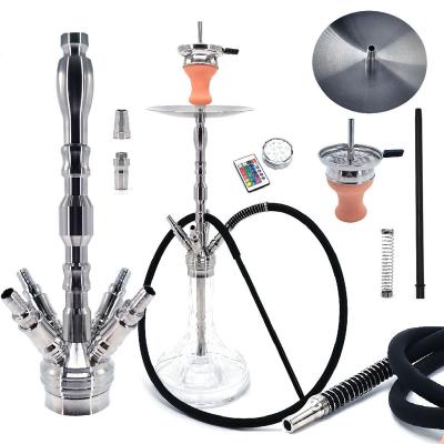 China Large Smooking Hookah Bar Hookah Set With Light Hole Stainless Steel Hookah Lounge Furniture for sale