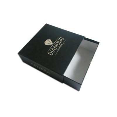 China Recyclable Cardboard Drawer Gift Box Luxury Black Sliding Custom Paper Packaging for sale