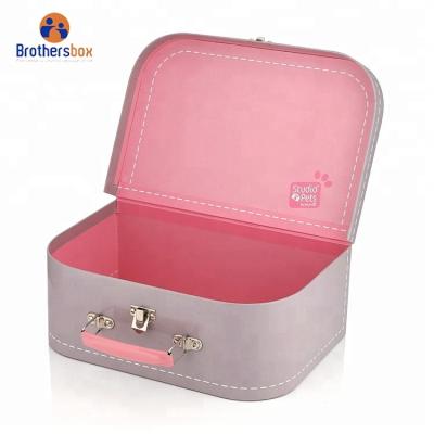 China Custom Handmade Printing Paper Suitcase Gift Box Cardboard Custom Suitcase for sale