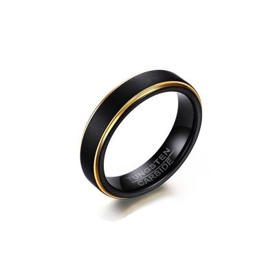 China FASHIONABLE Tungsten Steel S Ring Custom Made Wholesale Men's Black Brushed Gold Ring for sale