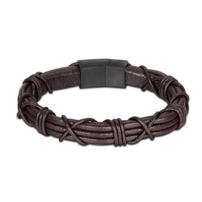 China Genuine china fashionable wholesale brown jewelry maker leather bracelet for men for sale