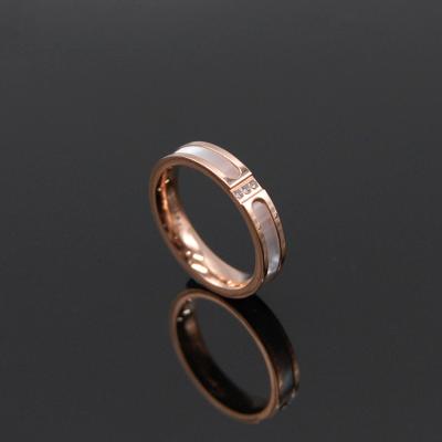 China Stainless Steel Fashion Rings Jewelry Women Rose Gold Plated Stainless Steel Shell Rings for sale