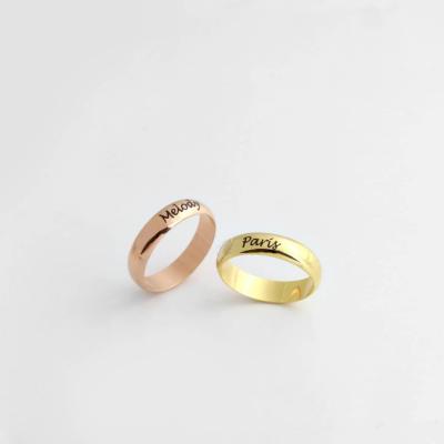 China Custom Engraved Fashion Wedding Ring Anniversary Date Any Name Rings Gold Personalized Jewelry For Women Men for sale