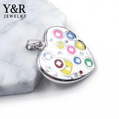 China Ethnic Heart Charms Jewelry Stainless Steel Fashion Colorful Epoxy Shell Pendant Necklace for sale